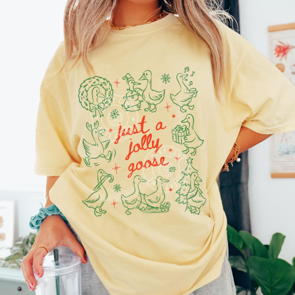 Just A Jolly Goose Shirt, Christmas Goose Shirt, Funny Goose Shirt, Silly Goose Tshirt, Girly Christmas Shirt, Christmas mint xl t Shirt