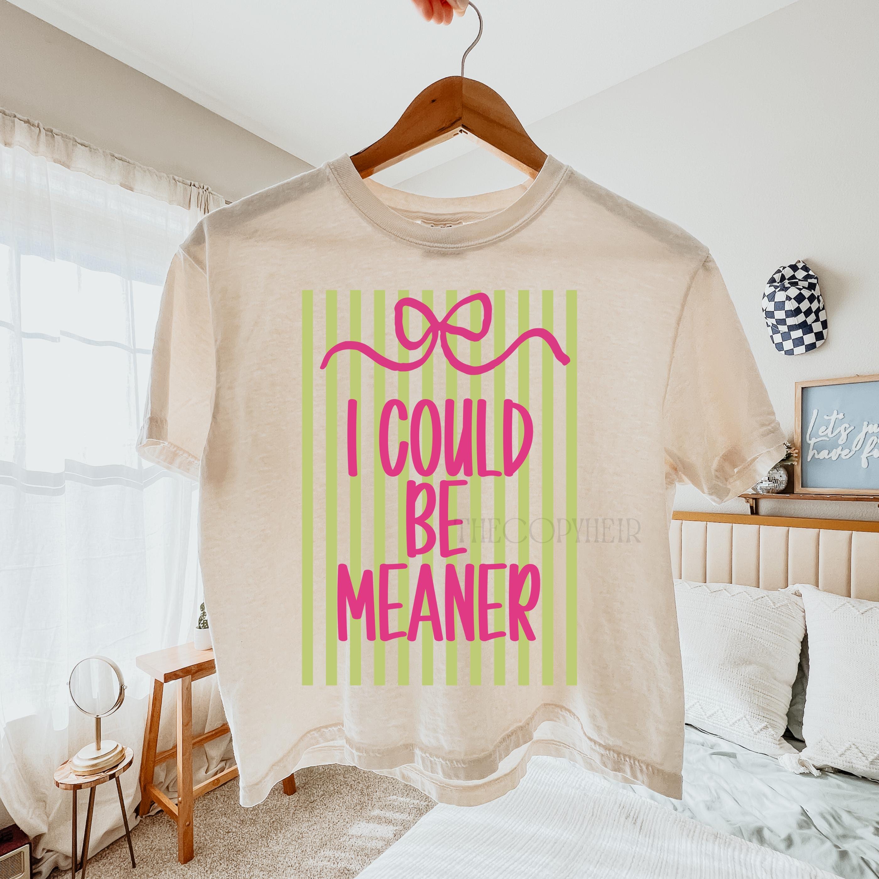 I Could Be Meaner T shirt Funny Preppy Coquette Design white 2xl sweatshirt