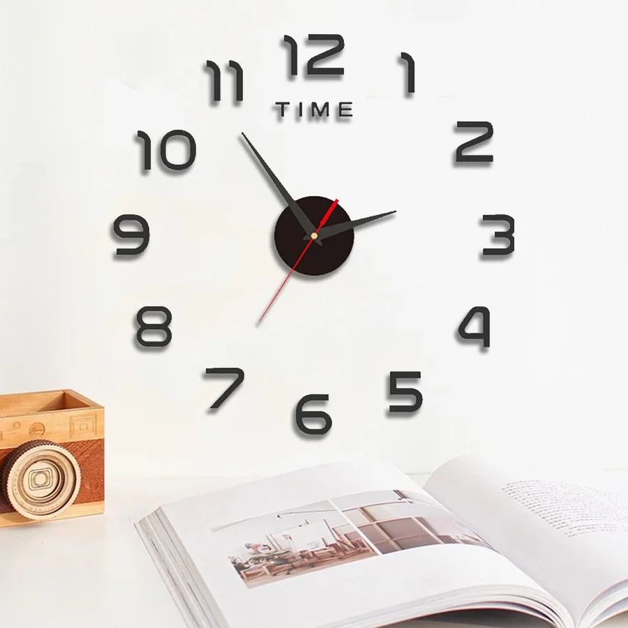 Large 3D DIY Wall Clock Modern Silent Wall Sticker Clock For Stylish Home Decor 3