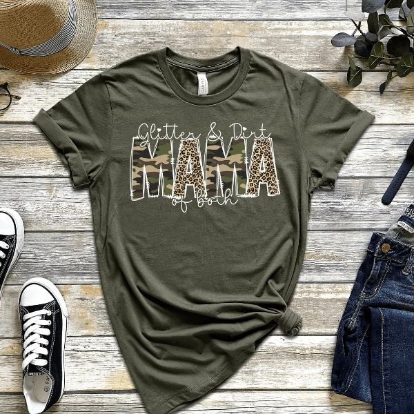 Glitter And Dirt Mama Shirt Leopard Mom Life Tee Boy Mom Girl Mom Gift red l t Shirt