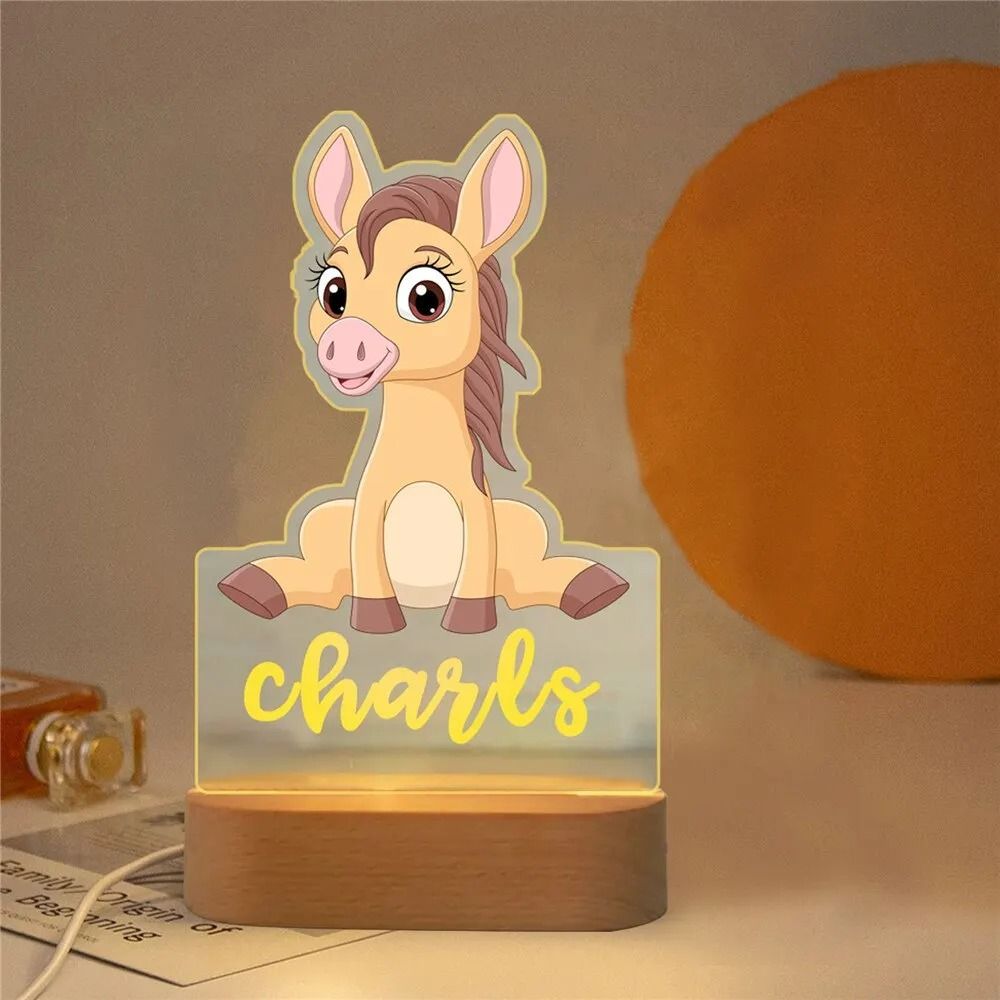 Personalized Kids Night Light Custom Name Animal Lamp For Bedroom Decor 02 warm Light