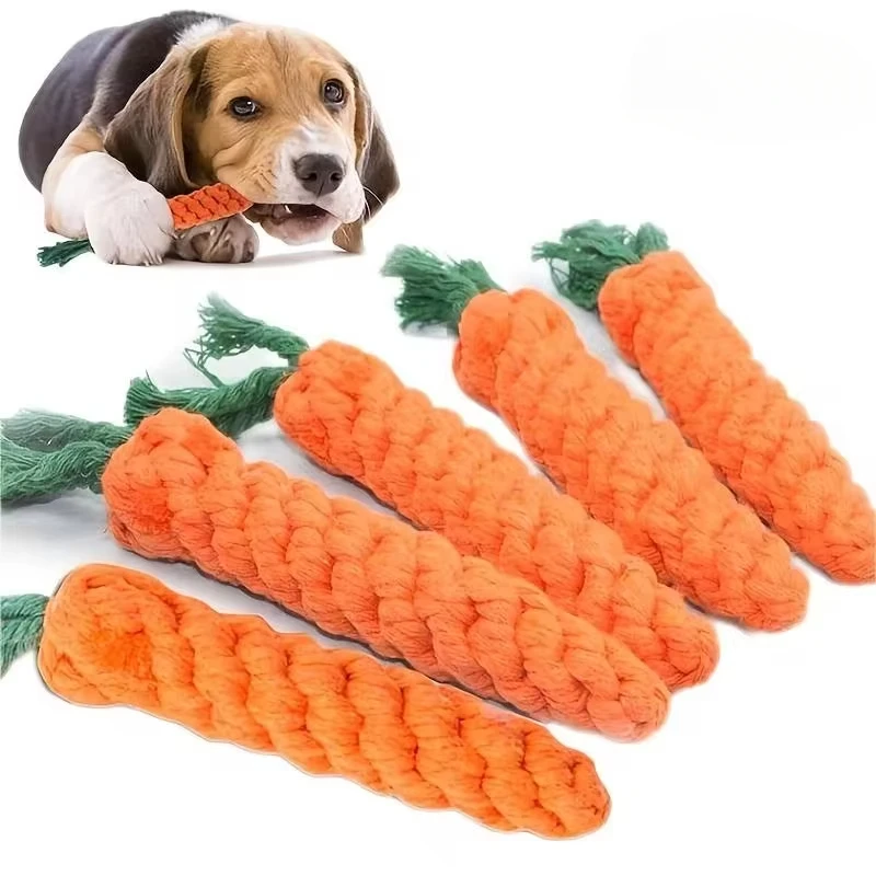 Carrot Cotton Rope Dog Toy Interactive Puppy Chew Toy For Teeth Cleaning & Play Carrot Cotton Rope Dog Toy Interactive Puppy Chew Toy For Teeth Cleaning & Play