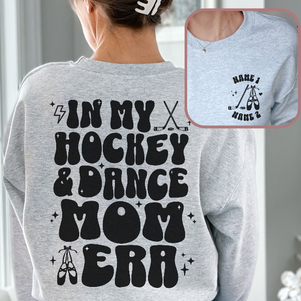 In My Hockey And Dance Mom Era T shirt Custom Ice Hockey Mom Dance Mom T shirt Personalized Name Shirt Personalize black s sweatshirt