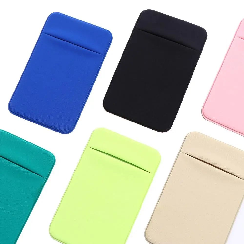 Elastic Cell Phone Card Holder Slim Lycra Adhesive Mobile Wallet & ID Pocket apricot
