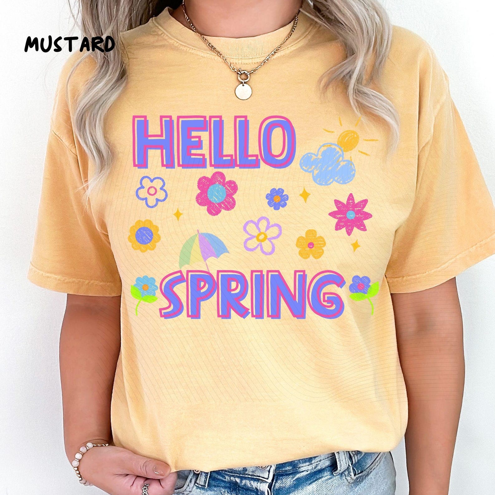 Hello Spring Shirt Colorful Floral Spring Graphic Tee Cute Spring Outfit Gift blue 2xl sweatshirt