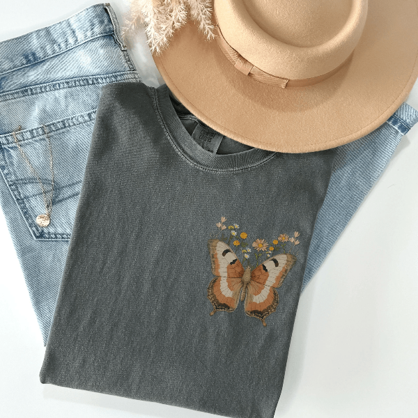 Vintage Butterfly T Shirt Botanical Tee Aesthetic Butterfly Shirt For Nature Lovers mustard 2xl t Shirt