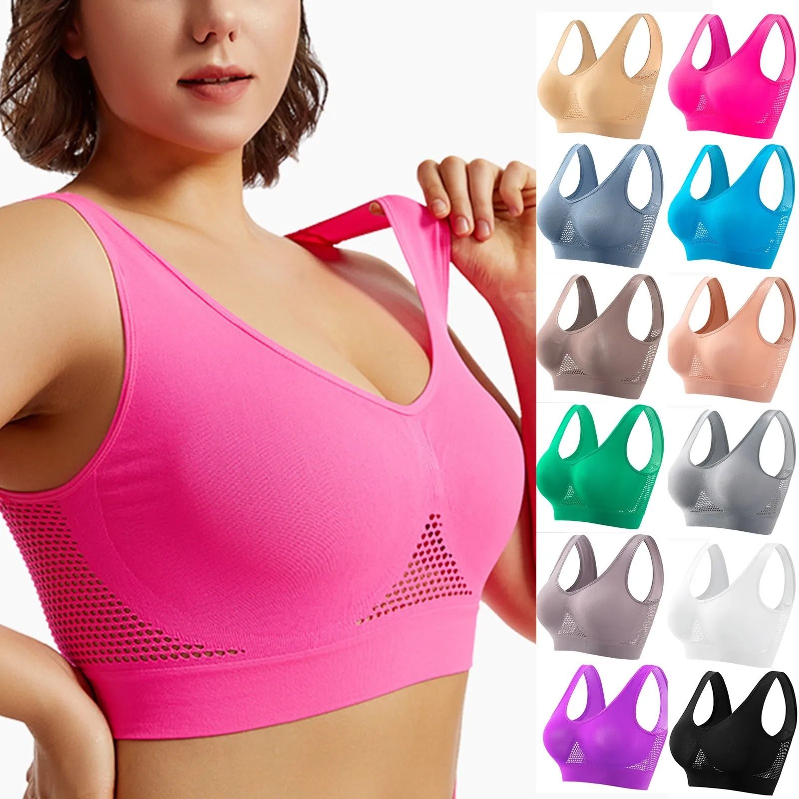 High Support Sports Bra For Women Shockproof Fitness Yoga Running Bra hot Pink 4 Xl
