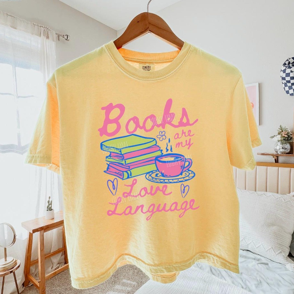 Books Are My Love Language Shirt, Cropped Shirt, Womens Boxy Tee, Book Lover Gift, Romance Reader, Bookw white m sweatshirt