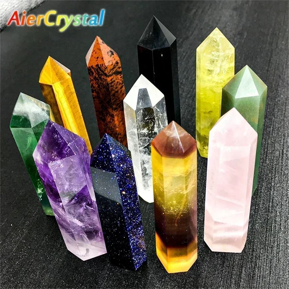 Crystal Wand Point Reiki Healing Crystals Rose Quartz And Amethyst Home Decor obsidian 50 60 Mm one Piece