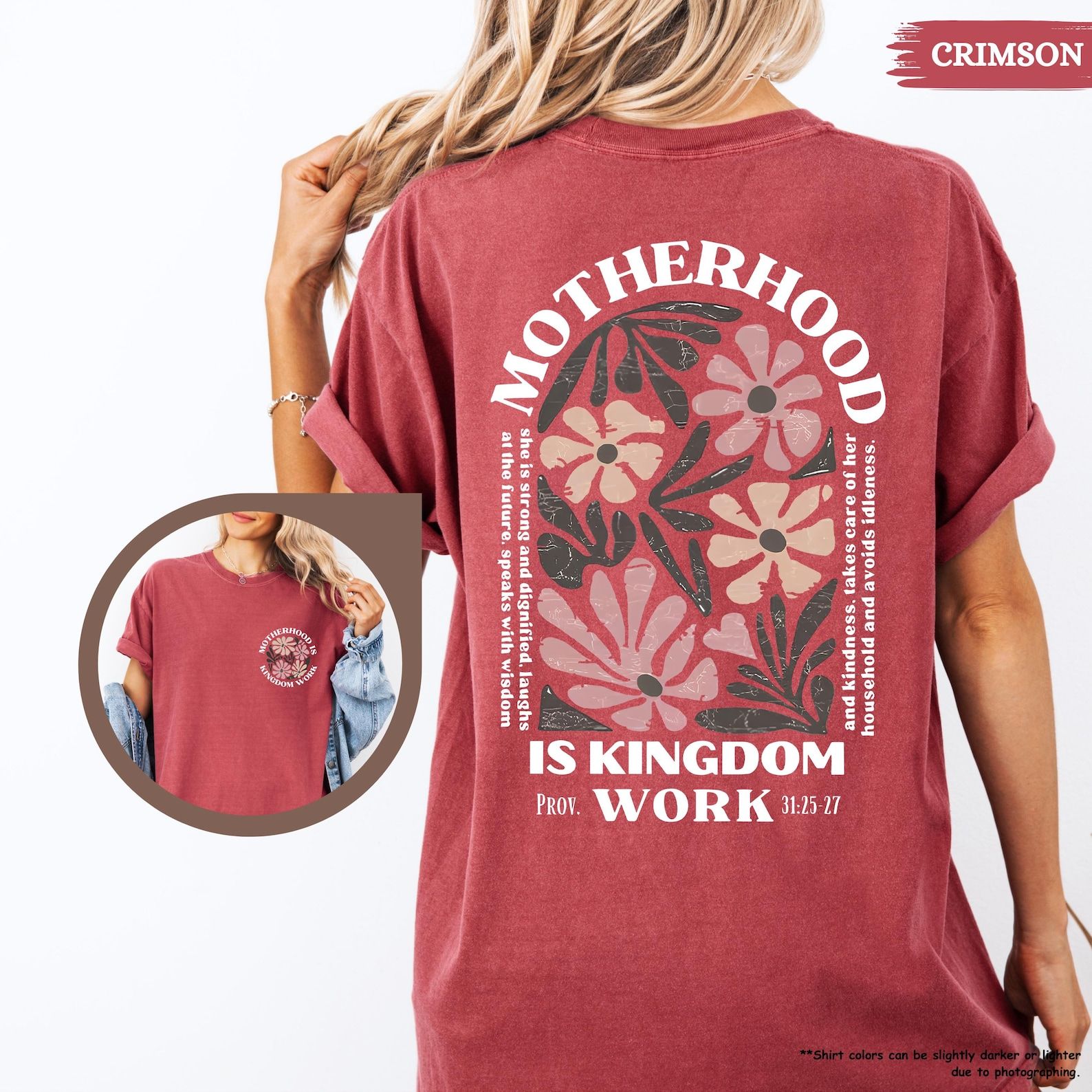 Motherhood Is Kingdom Work Shirt Faith Based Mom Graphic Tee Christian Mom T Shirt light Orange l t Shirt