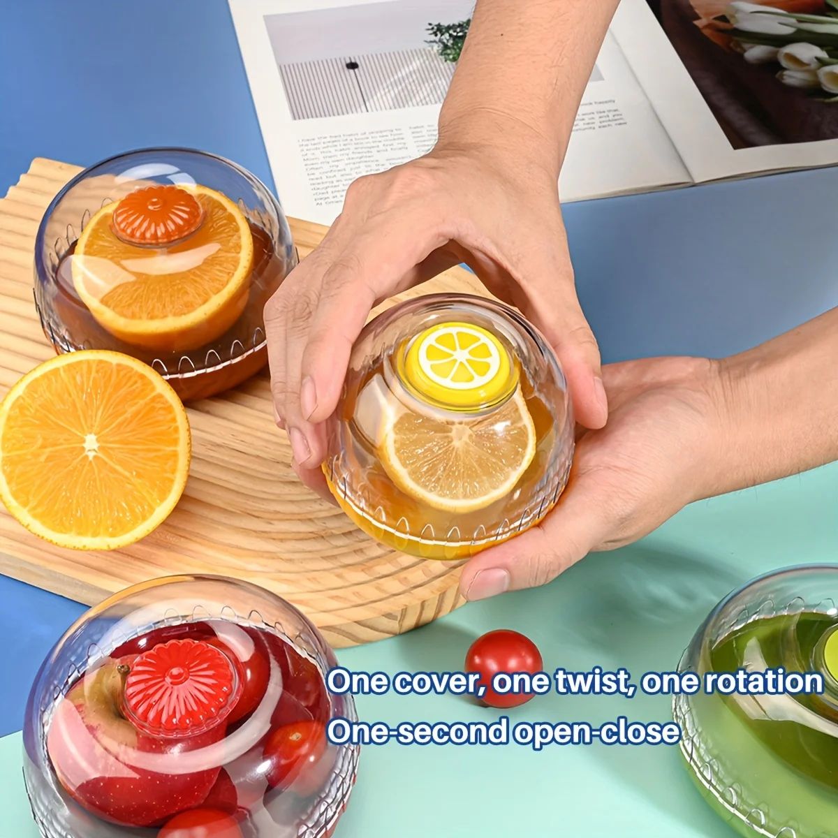 FreshLock Airtight Fruit Storage Containers Reusable Crisper Boxes For Avocado, Tomato & Produce Keeper lemon