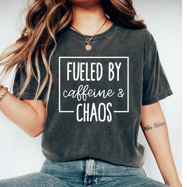 Fueled By Caffeine And Chaos Shirt, Mom Shirt, Funny Mom Shirt, Mom Shirts, Coffee Shirt, Mama Shirt, Mothers Day Shirt, light Purple 2xl sweatshirt