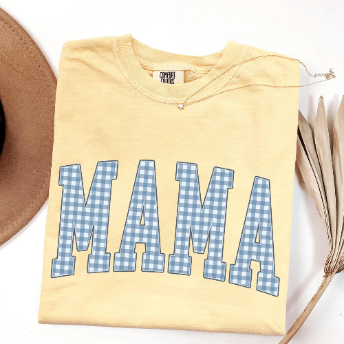 Comfort Colors Mama Shirt Gingham Mom Tee Cute Mothers Day Gift Shirt grey l t Shirt