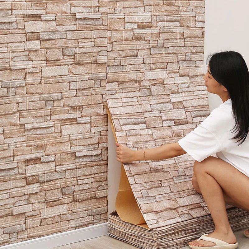 3D Imitation Brick Wall Stickers Waterproof Self Adhesive Foam Panels 130pcs DIY Decor Set starry White 13.78 X 11.81 In 20 Pcs