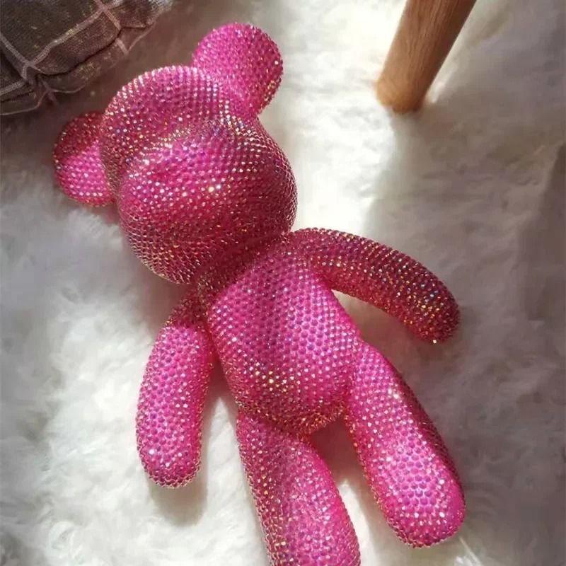 DIY Rhinestone Violent Bear Figurine | Crystal Diamond Mosaic Statue | Fluorescent Vinyl Doll Room Decor original 8 Cm