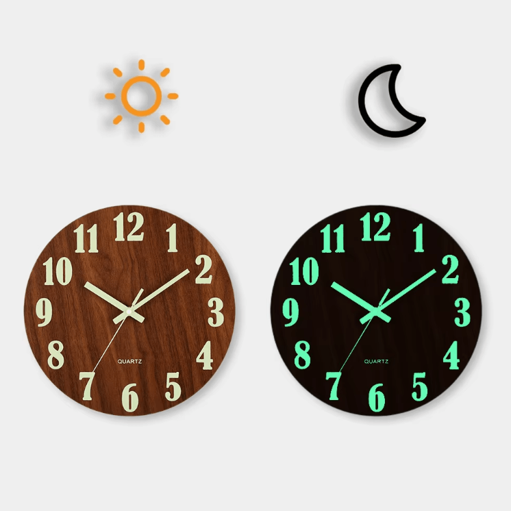 12 Inch Luminous Wooden Wall Clock Silent Nordic Glow Night Light Design yg002 14 Inch