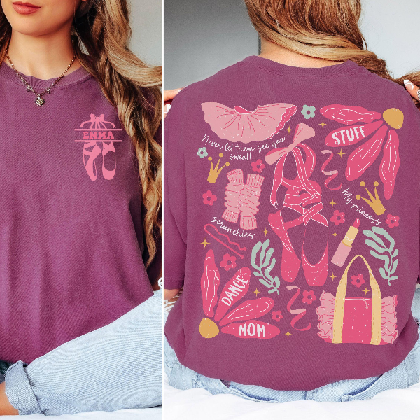 Dance Mom Essentials Shirt Trendy Back Print Graphic Tee Cute Recital Mom T Shirt maroon xl sweatshirt