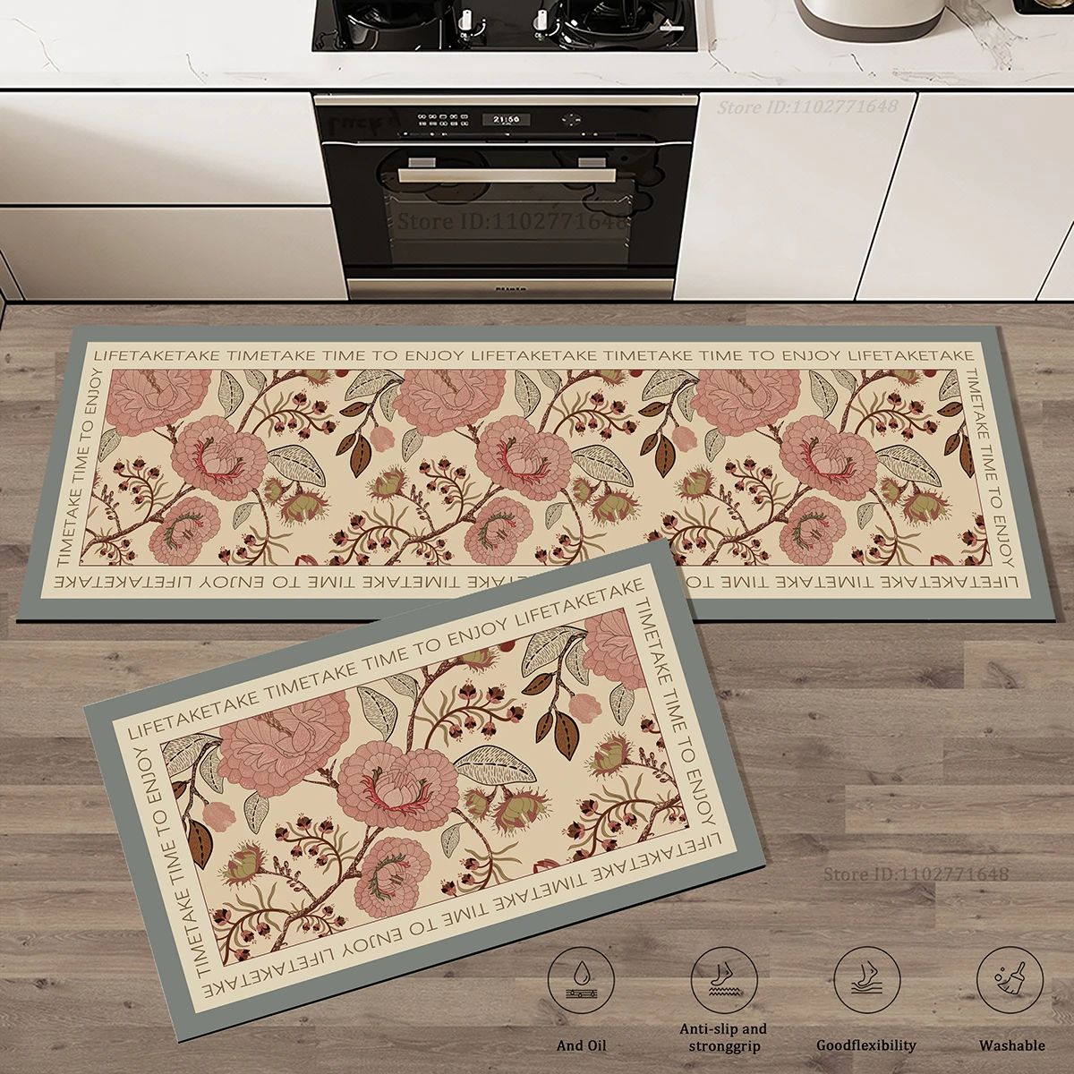 Floral Comfort Non Slip Kitchen Rug Extra Thick Absorbent Anti Fatigue Floor Mat 40cmx60cm 1pc c