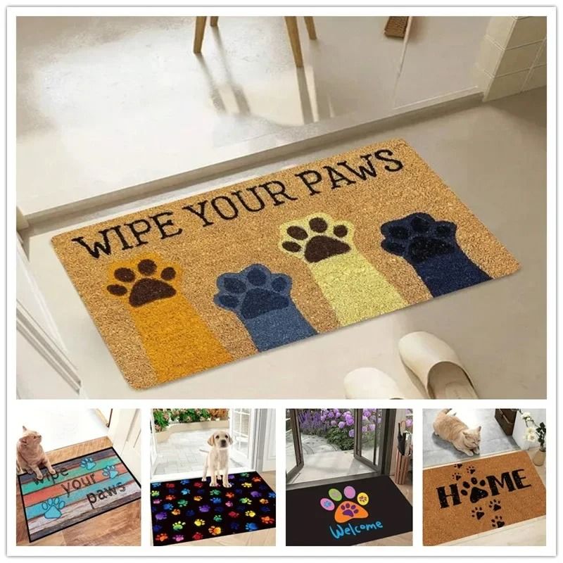 Cat Paw Print Doormat Non Slip Absorbent Floor Mat For Kitchen And Entrance 08 40x60 Cm