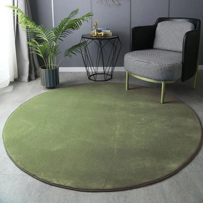 Soft Coral Velvet Round Plush Rug Modern Living Room Kids Play Mat Carpet dark Gray 140 (55 In)