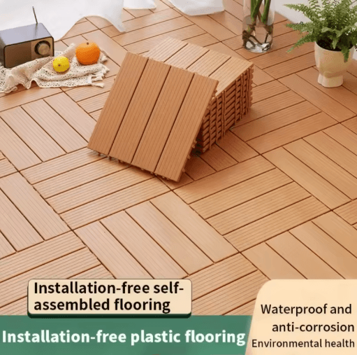 Interlocking Deck Tiles Set Waterproof Outdoor Balcony Flooring DIY Kit 10pcs grey 10pcs