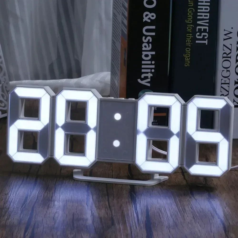3D LED Digital Alarm Clock Large Display Wall & Desk Clock With Temperature, Date & Adjustable Brightness 4