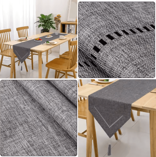 Modern Solid Linen Table Runner Minimalist Linen Table Runner For Dining & Coffee Tables gray 32x150cm