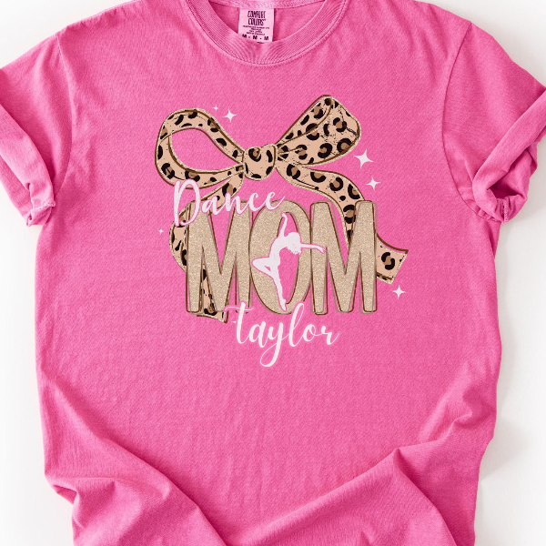 Dance Mom Shirt | Custom Dance Mom Tee With Name | Leopard Comfort Colors Dance Mom | Personalized Dance Mom Gift blue l t Shirt