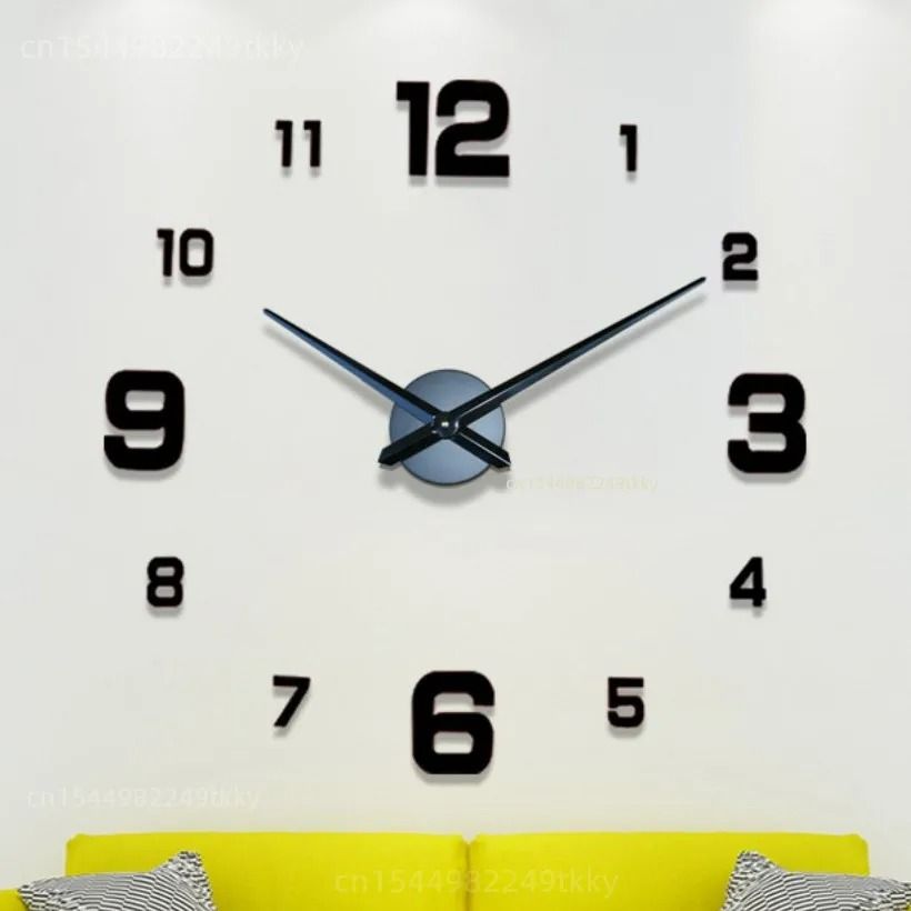 3D Luminous DIY Frameless Wall Clock Modern Silent Digital Clock Wall Stickers For Home & Office Decor 056 Gold 2d Accent 16 In (40 Cm)