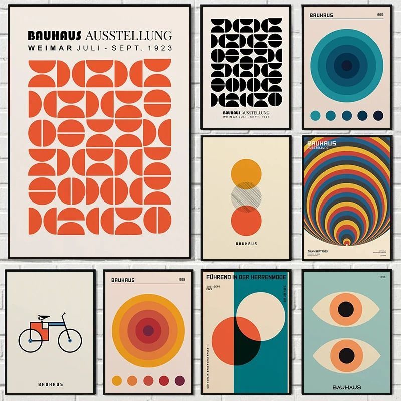 Abstract Bauhaus Wall Art Orange Geometric Canvas Poster Decor 29 30x45 Cm no Frame