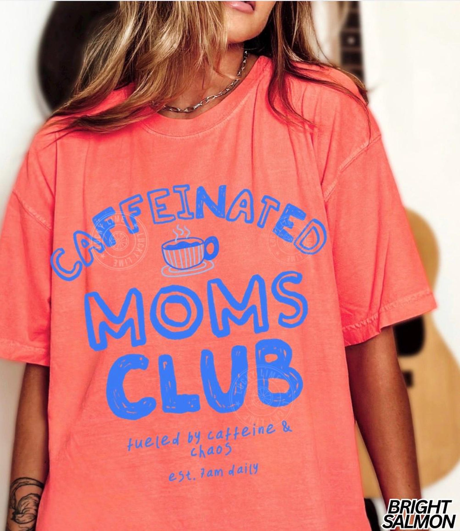 Caffeinated Moms Club Shirt Funny Mom Coffee Lover Graphic Tee Cute Outfit black s t Shirt