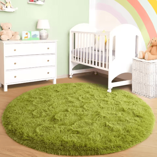 Ultra Soft Fluffy Round Rug Shaggy Area Rug For Bedroom Kids Room & Nursery pink diameter 110cm