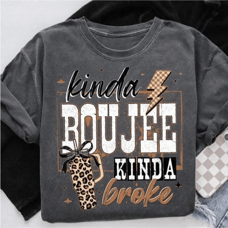 Kinda Boujee Kinda Broke Shirt Funny Leopard Graphic Tee Trendy Aesthetic Womens T Shirt white 3xl t Shirt
