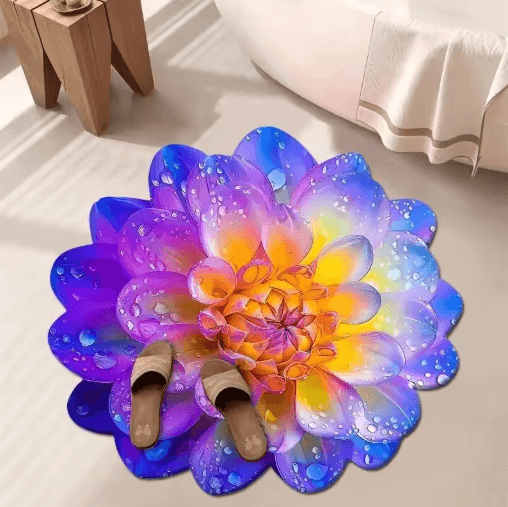 VIKAMA Floral Area Rug Soft Absorbent Carpet For Bedroom Living Room & Bathroom jflr Non slip 12 120x120cm(3.9x3.9ft