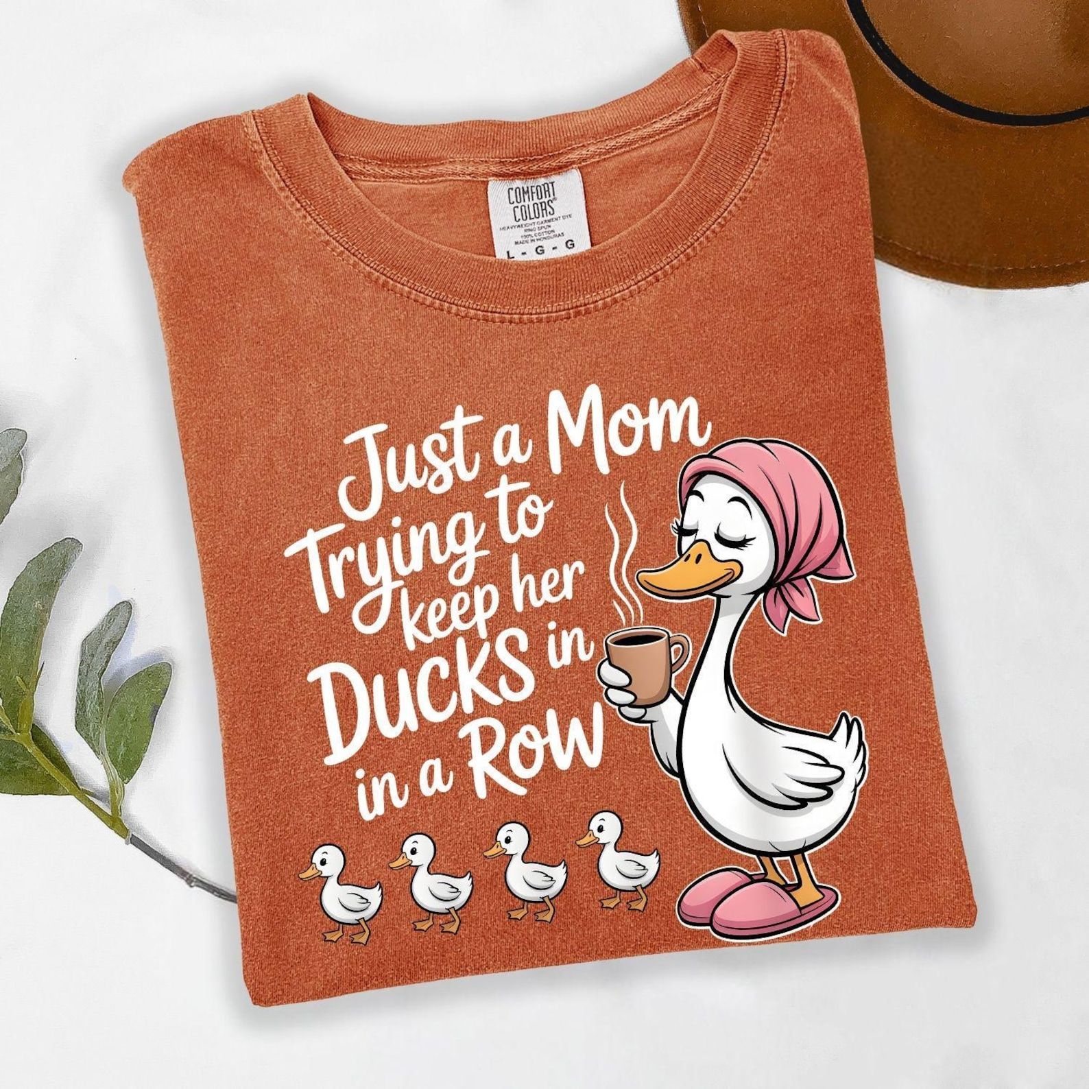 Comfort Colors Funny Duck Mom Shirt, Just A Mom Trying To Keep Her Ducks In A Row Shirt, Cute Mama Tee, Gift For Mom, Wo grey 3xl t Shirt