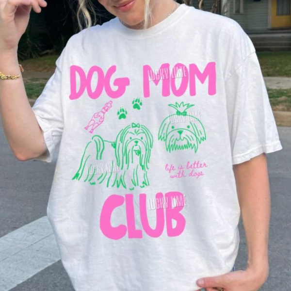 Dog Mom Club Shirt, Dog Mom Tshirt, Shih Tzu Lover Gift, Dog Lover Tee, Fur Mama Shirt, Life Is Better With A Dog Shirt, brown 3xl t Shirt