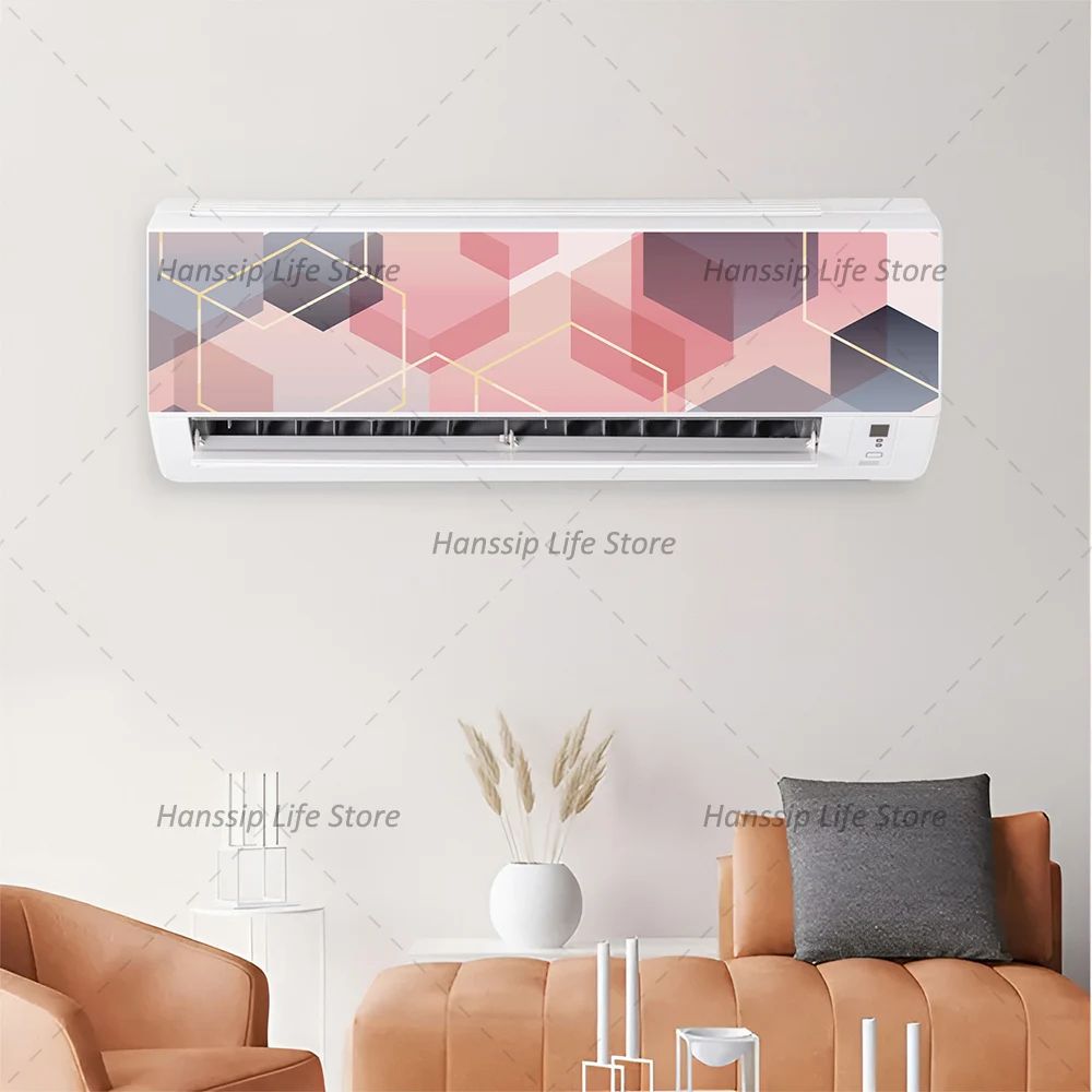 3D Geometric Air Conditioner Panel Sticker Modern Abstract AC Cover Decal For Home Decor 8 35.43 X 10.63 In