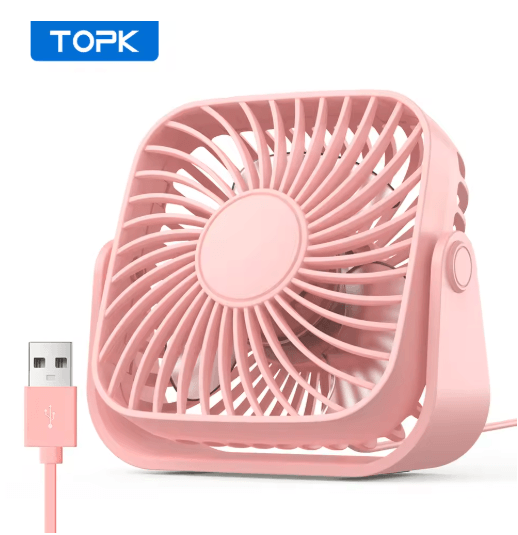 4 Inch USB Portable Mini Fan Quiet Adjustable Desk & Camping Personal Fan white