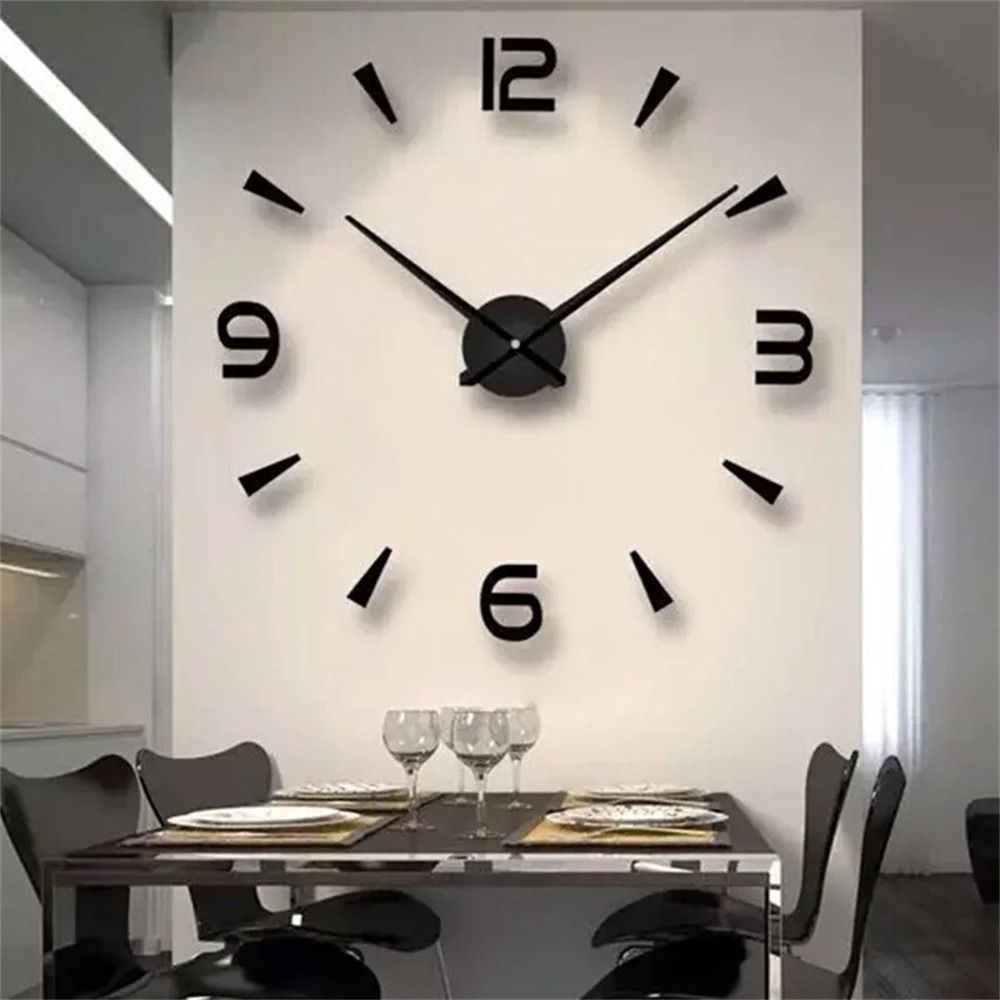 3D Luminous Minimalist DIY Wall Clock 023 Black 3d 37 In (90cm)