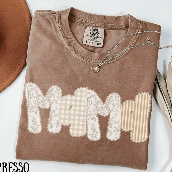 Comfort Colors Mama Shirt Floral Gingham Vintage Aesthetic Oversized Mom Tee Gift light Orange m sweatshirt