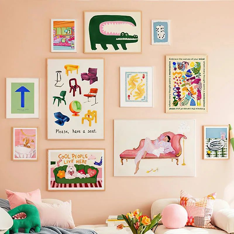 Abstract Crocodile Fish Canvas Wall Art a 21x30cm No Frame