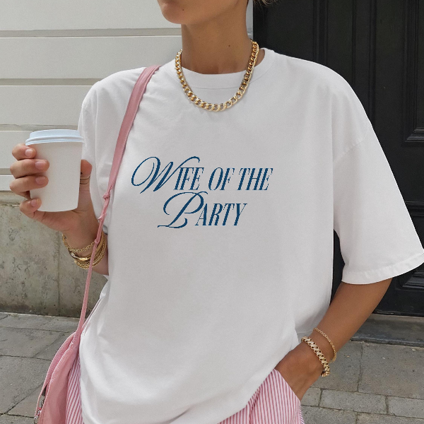 Wife Of The Party Shirt Bachelorette Bride Party Graphic Tee Wedding Outfit black m sweatshirt