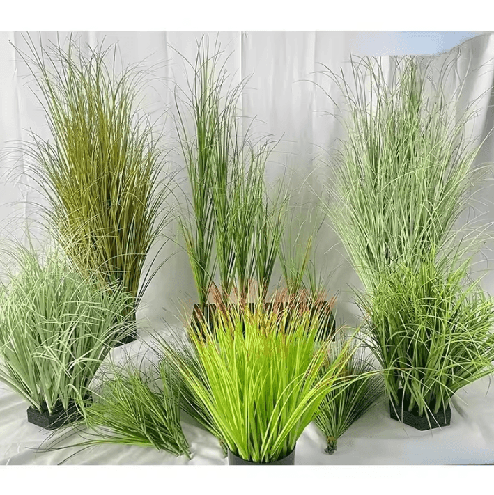Realistic Artificial Grass Bush Set Mini Faux Green Plants & Reed Decor For Home Styling d 5pcs 50cm