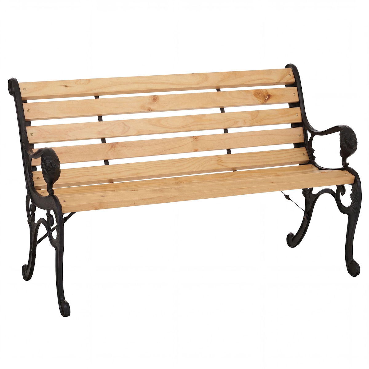 PROREGAL Gartenbank | HxBxT 80x132x35cm | Sitzbank Parkbank Holzbank 2-Sitzer | Gusseisen Holz Kiefer | Natur Image