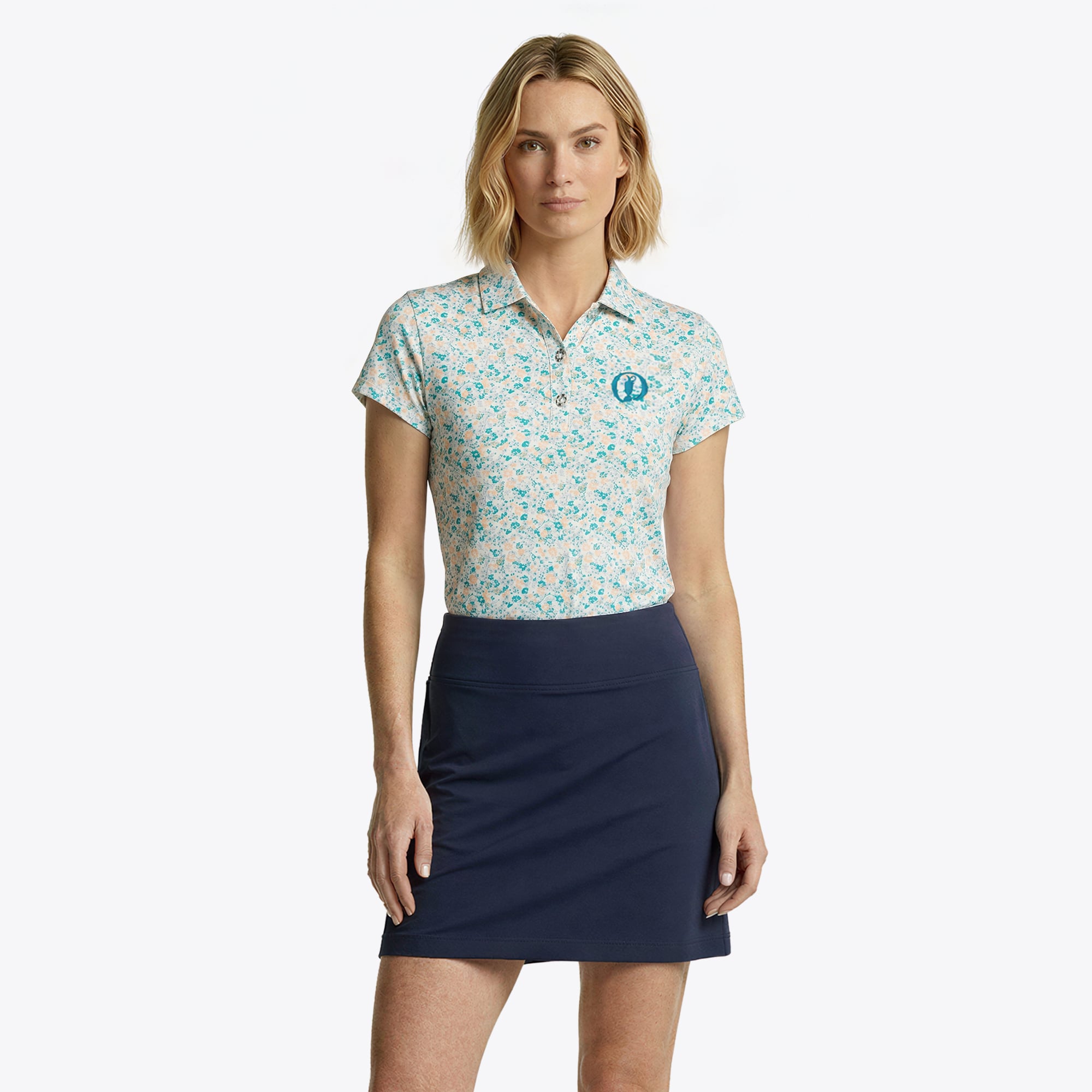 The Open FootJoy Kurzärmelig mit Blumenmuster Polo - Blau - Damen