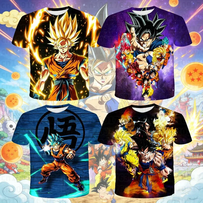 T-shirt Cosplay Anime Super Saiyan Dragon Ball Z Goku 2026 per Ragazzi, T-shirt Arancione da Uomo Traspirante e Fresca, Regalo per Ragazzi