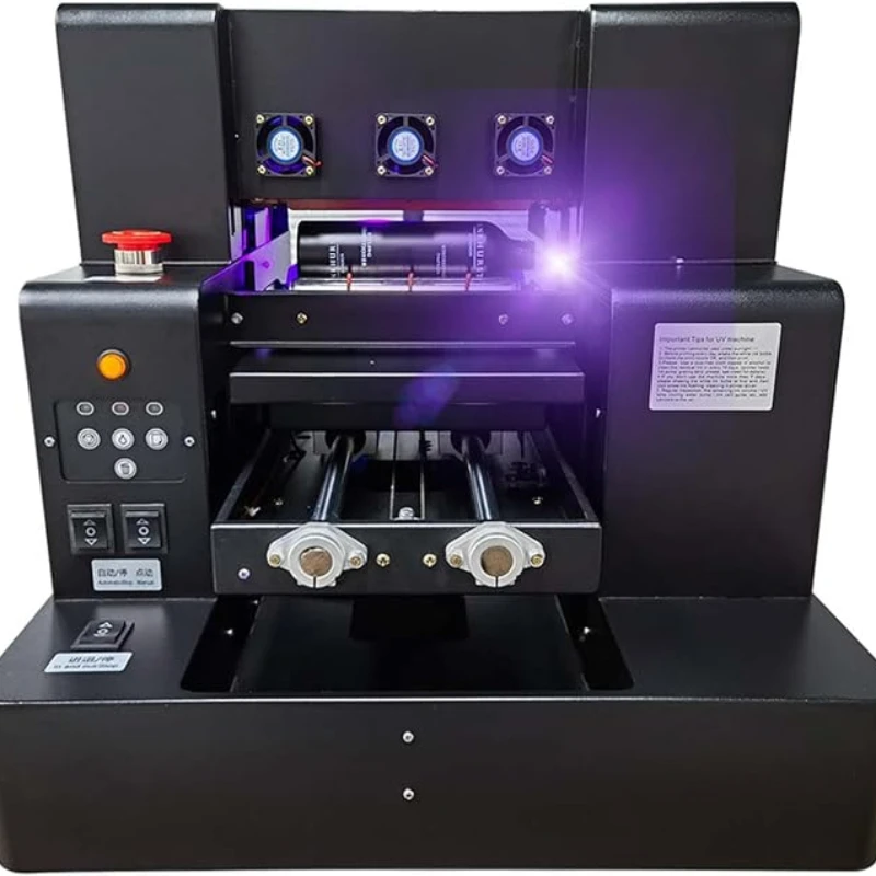 Stampante UV A4, Stampante UV DTF, Stampante Inkjet UV LED, Stampante Flatbed USB 5760 x 1440dpi con Rotazione per Bottiglie/Carta/Custodie per Telefoni