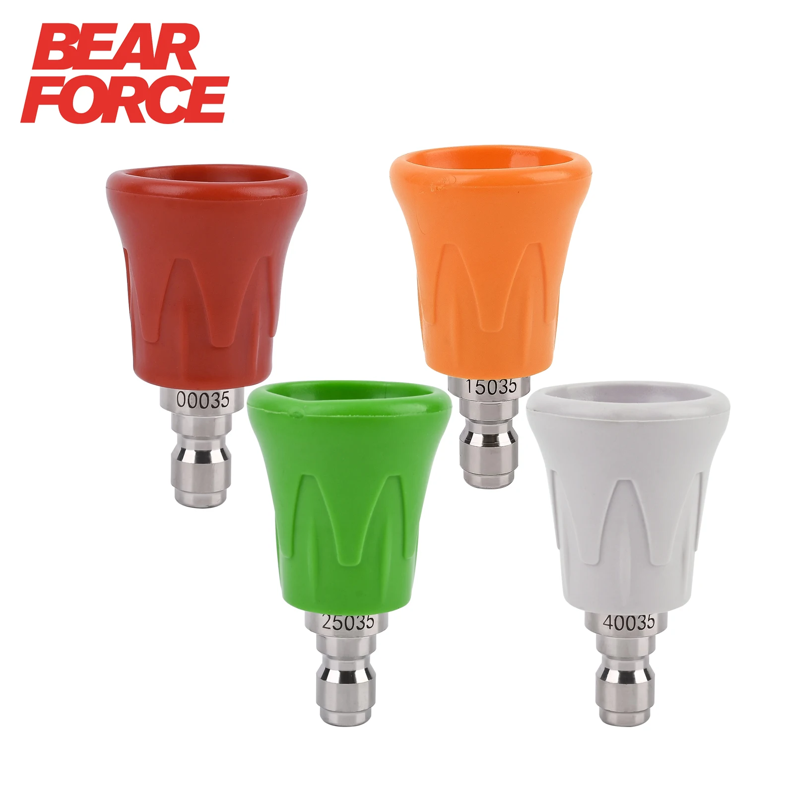 Set di Ugelli per Idropulitrice ad Alta Potenza con Copertura Protettiva in Gomma Migliorata, 4 Pezzi, Ugello per Lavaggio a Pressione con Connessione Rapida da 1/4 di Pollice # 035