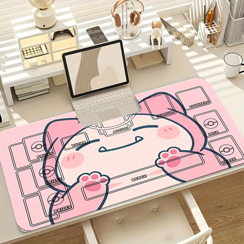 Pokemon Jigglypuff Niedliche Rosa TCG-Spielmatte Große Gaming-Mausunterlage mit Kartenzonen Schreibtischunterlage