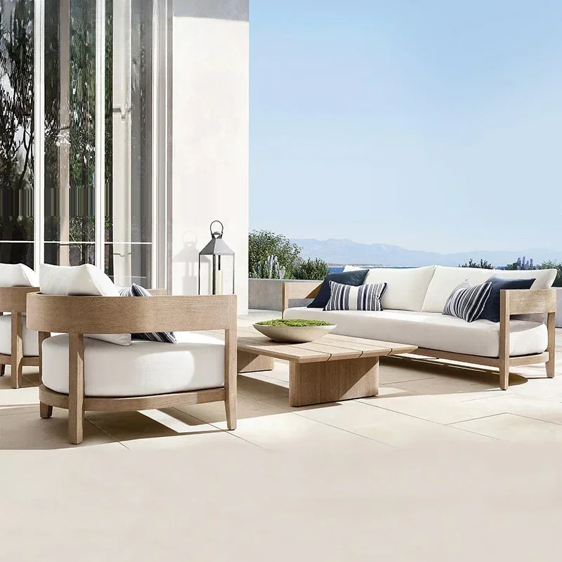 Italienischer Stil, Einfachheit, wasserdicht und Sonnenschutz, Gartensofas, Teakholz, moderne Gartensofas, Designer-Gartenmöbel, Divano HBOS